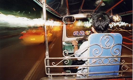 tuktuk.jpg - Tuk Tuk driven by 12 year old boy - Bangkok - Thailand - January 1999