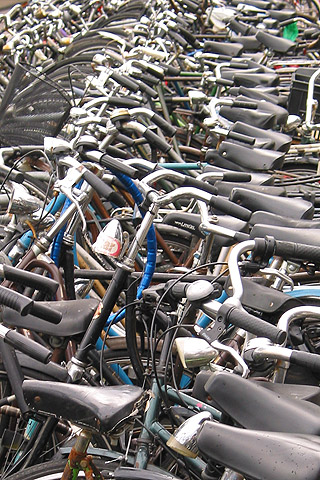 bikes.jpg - Bikes outside Central Station - AMSTERDAM - June 2002