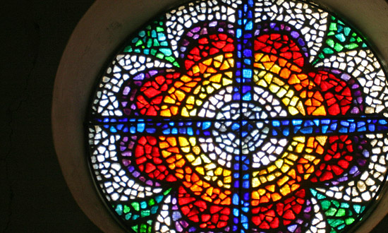 mount_nebo_glass.jpg - Mosaic Glass - Church at Mount Nebo - Jordan - November 2005